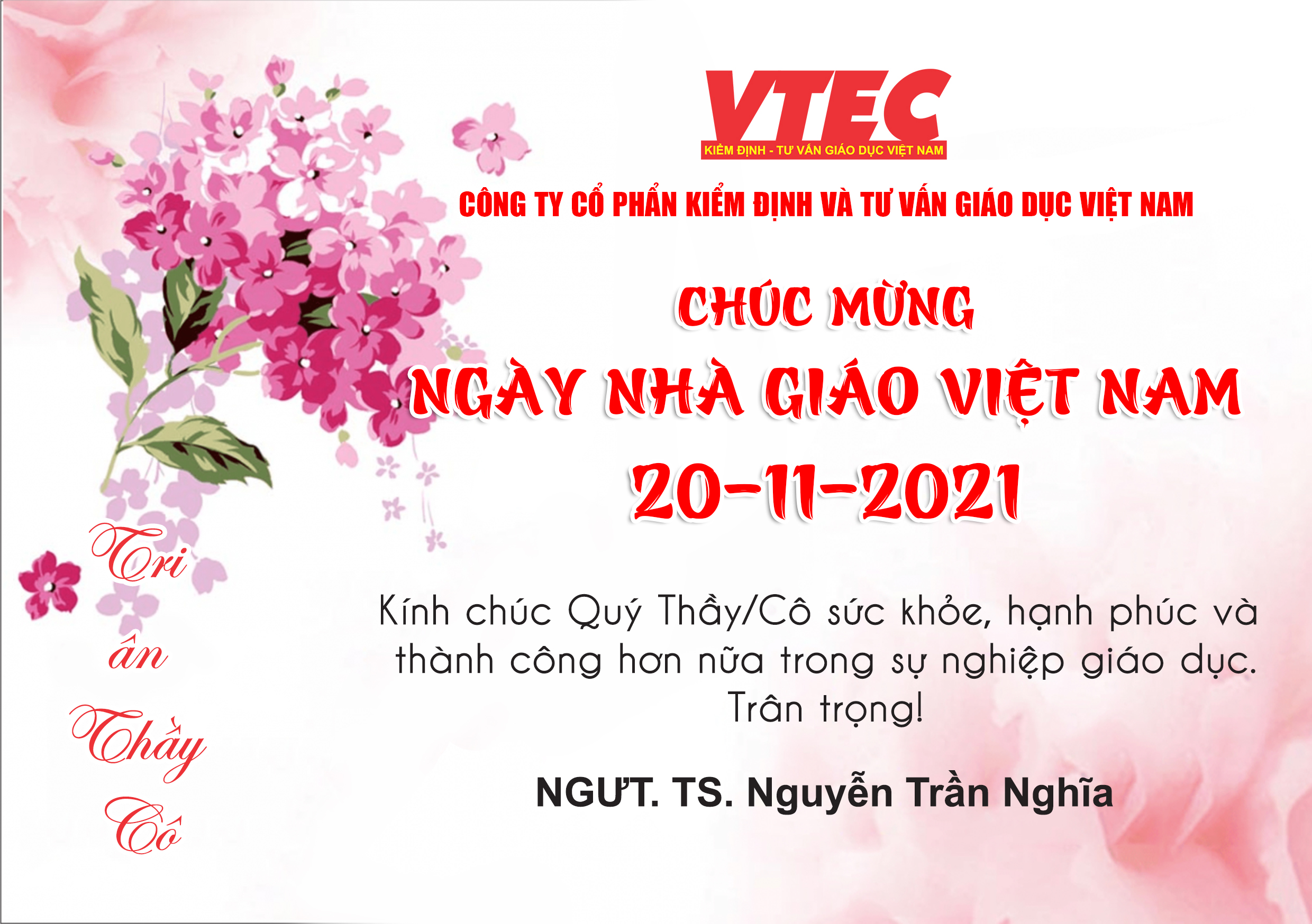 Chúc mừng ngày Nhà Giáo Việt Nam 20/11 - Công ty cổ phần Kiểm định và Tư  vấn Giáo dục Việt Nam